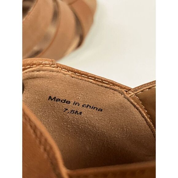 Style & Co Womens Zip up Strappy Wedge Sandals Brown Faux Leather Sz 7.5M - Picture 4 of 6